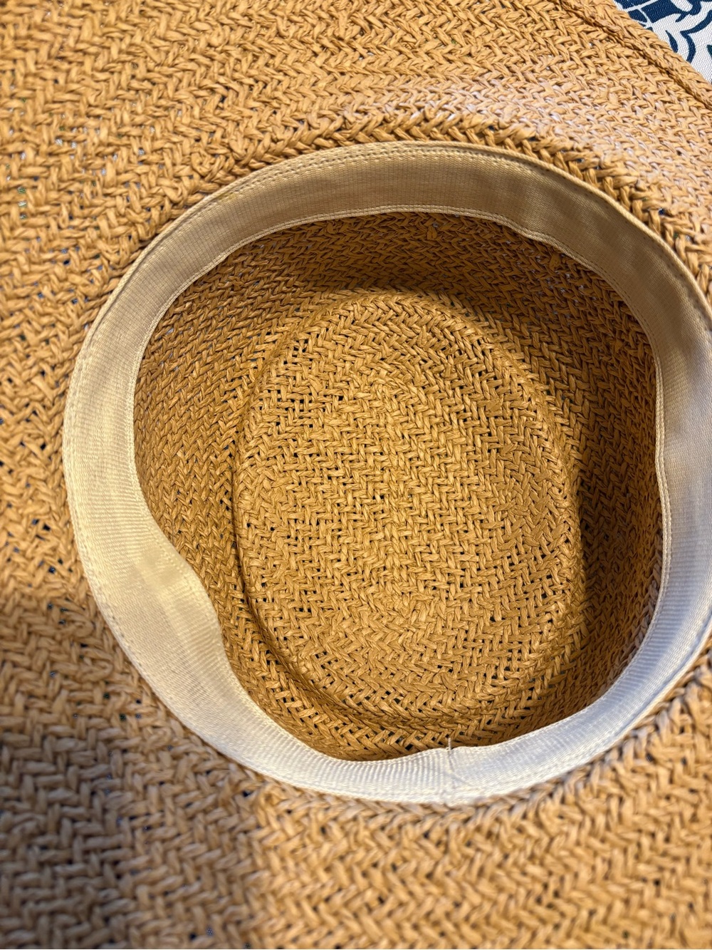Straw Sun Hat with Cream Band and Gold Double-G Accent - Picture 2 of 3